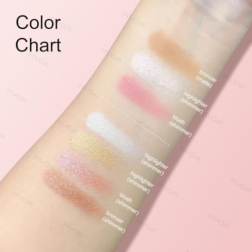 KYDA 4-In-1 Glow Face Palette - Shimmer Eye & Cheek Makeup Set, 4 Colors