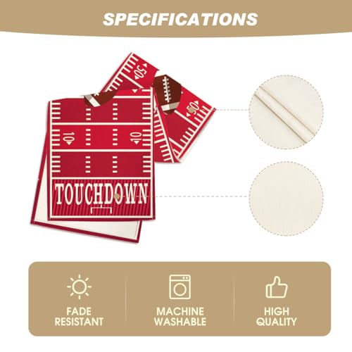 American Football Table Runner - Red Touch Down 13x72 Inch for Home & Party Decor