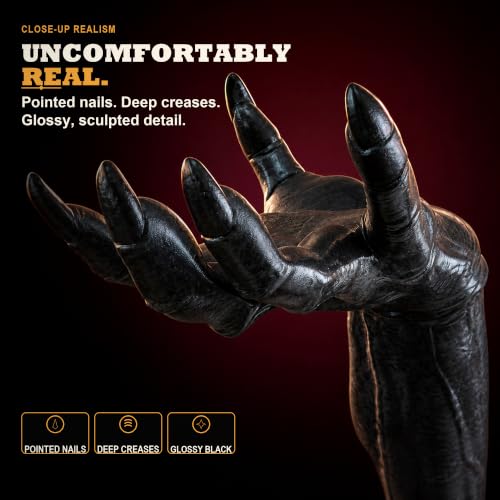 Life-Sized Creepy Reaching Hands with Lighted Candles Halloween Decor & Gothic Wall Art Set