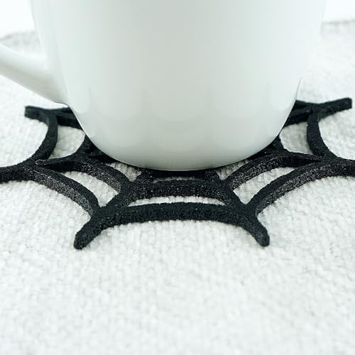 Halloween Spider Web Coasters Set - Felt Drink Coasters for Holiday Party Decor