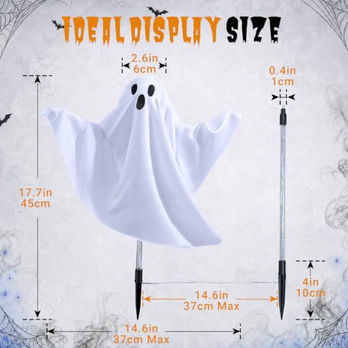 3 Pack Halloween Ghost Stake Pathway Lights Colorful Glowing Ghost Decor - Remote & Timer