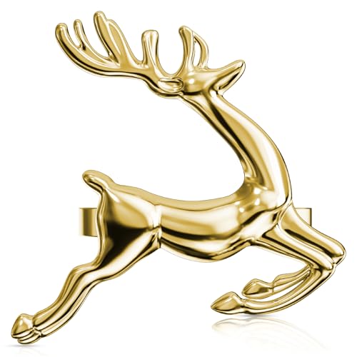 Gold Reindeer Napkin Rings Set of 12 - Christmas Table Decoration - Variation of 12 / Gold Deer