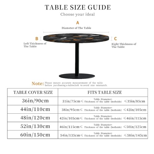 Halloween Round Fitted Tablecloth - 36 Inch for 31-35 Inch Tables - Windproof & Waterproof