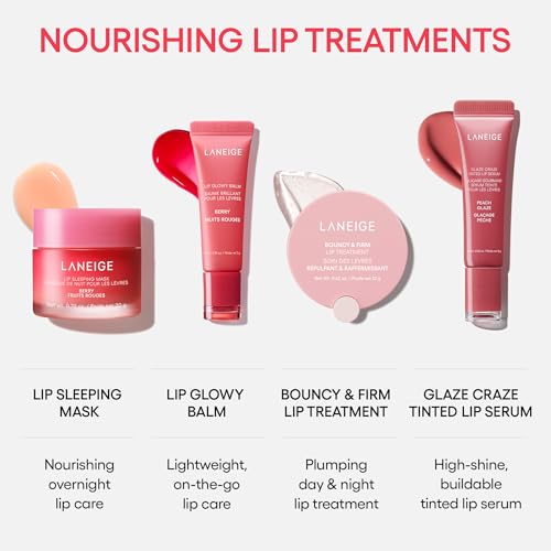 LANEIGE Glaze Craze Donut Delight Lip Serum Duo | Laneige Hydrating Tinted Lip Serums & Donut Keychain | K-Beauty Set for Glossy, Plump Lips