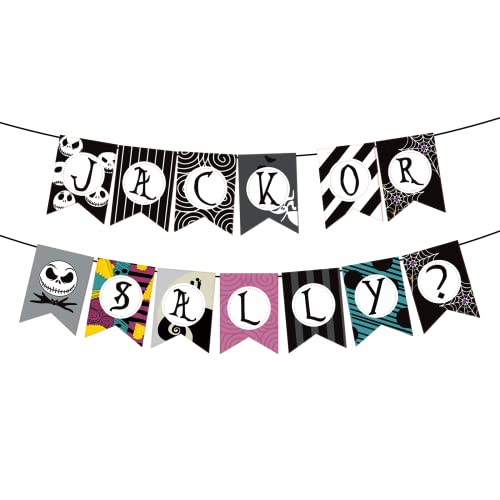 Halloween Skeleton Gender Reveal Banner Spooky Party Decorations