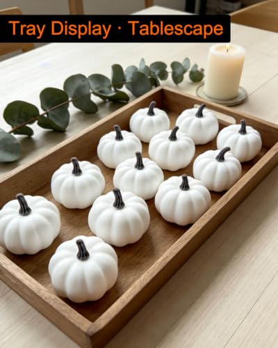 3 Inch White Foam Pumpkins Set of 8 - Fall Harvest Decor & Craft Supplies