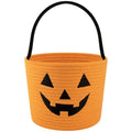 Halloween Bucket for Kids - Pumpkin Basket with Handle, Orange, Medium