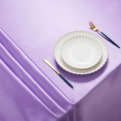 Light Purple Satin Table Cover - 60 x 120 Inches, Pack of 6 - Rectangular