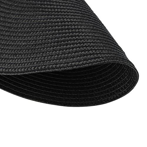 15 Inch Round Braided Placemats Set of 10 Black Woven Polypropylene Table Mats