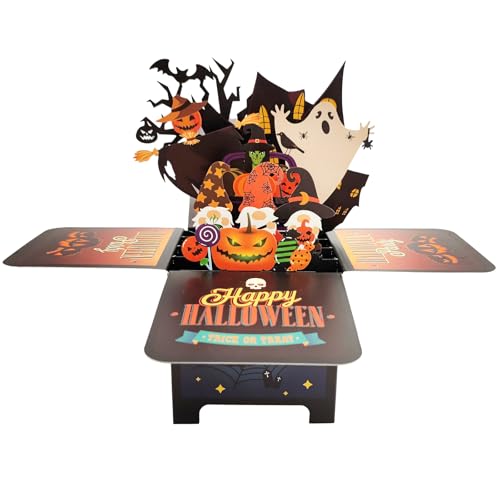 Halloween Popup Cards - Spooky 3D Greeting Card with Ghost & Pumpkin - As 67