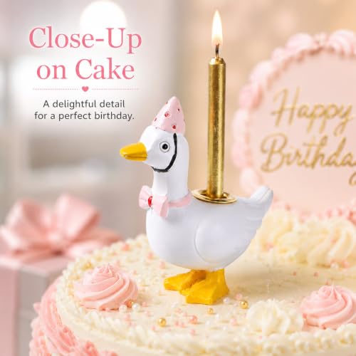 Cute Goose Cake Topper Candle Holder for Birthday & Party Decor