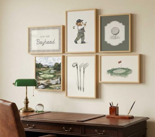 Golf Bear Nursery Wall Art Set - Vintage Baby Animal Sports Prints, 12x16in, Unframed - Variation: Golf Bear Poster 16L"x12W"