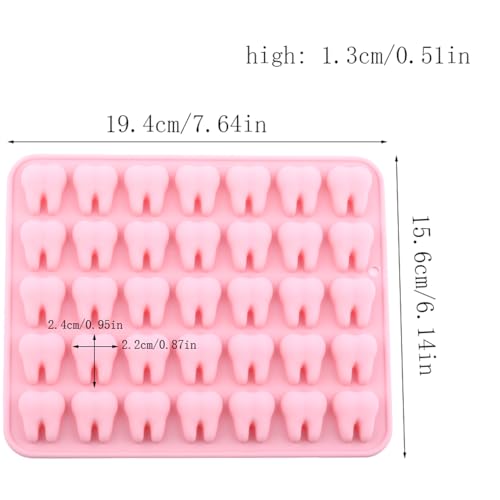 Mini Tooth Silicone Candy Molds - Pink, 35 Cavities, Food Grade, Reusable - Variation A