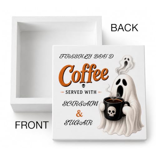 Halloween Kitchen Decor Ghost Coffee Wooden Sign - Variation of THIS Listing