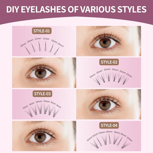 4 Types Eyelash Clusters Pack - 220 Pcs Natural Fairy & Manga Styles 6-11mm DIY Eyelash Extensions