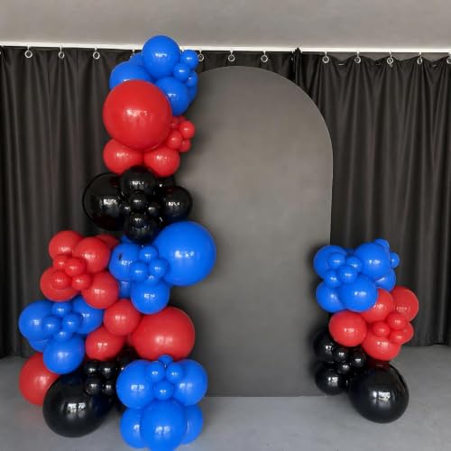 Red Blue Black Balloons for Spider Theme Birthday Party Decorations - 45 Pack