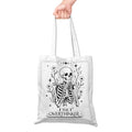 Grace Yonks Cute Canvas Tote Bag - The Overthinker Skeleton Reusable Bag