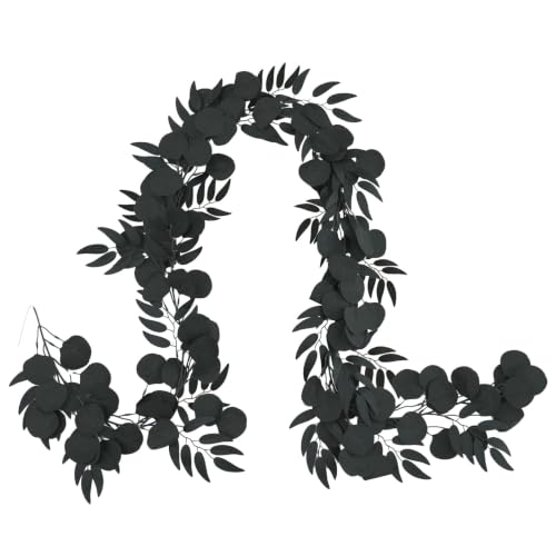 Artificial Eucalyptus Garland with Willow Leaves - 6.5Ft Faux Greenery, Black Variation 1