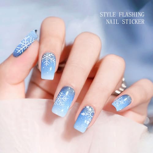 Semi Cured Gel Nail Art Stickers Snowflake Christmas Nail Wraps 20 Sheets