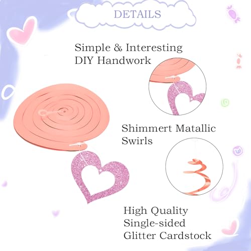 24PCS Valentine's Day Hanging Heart Decorations Streamers for Romantic Party