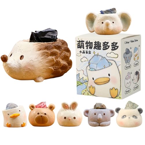Crystal Friends Surprise Box Figures Set - Animal Cup with Crystals, Diffuser, Random Design, Whole Collection (6 Boxes)
