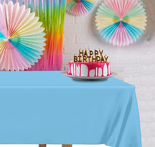 24 Pack Light Blue Plastic Rectangular Tablecloths 54x108 in - DecorRack