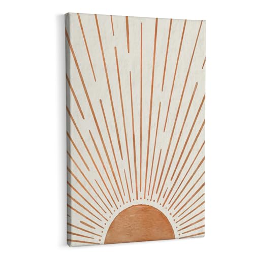 Orange Sun Boho Wall Art Canvas Painting 16x24 Inch Framed Home Decor