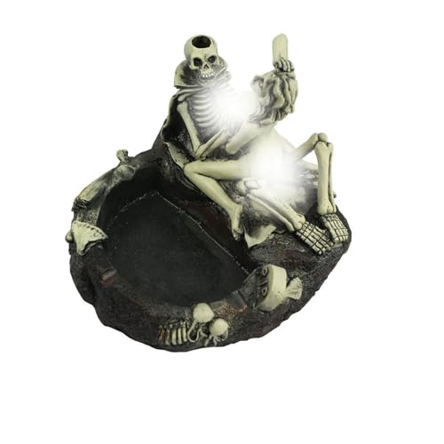 Halloween Skull Ashtray with Skeleton Pot - Resin Skeleton Decor Styel 1