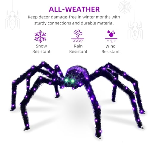 Giant Outdoor Spider Halloween Decoration - 4.2FT Lighted Yard Decor with 90 LED Lights