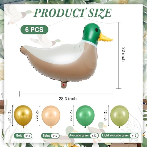 Mallard Duck Foil Balloons Set for Duck Hunting & Party Decorations - 56 Pieces
