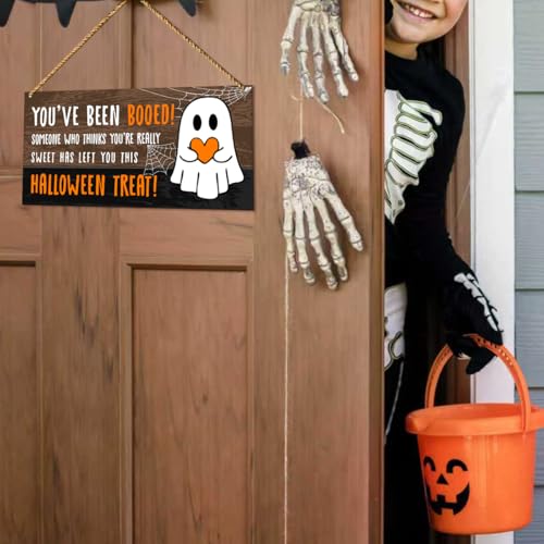 Halloween Ghost Decor Sign for Home Porch Wall Hanging - Trick or Treat