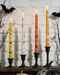 Halloween Ghost Taper Candles Set - Orange Gradient Spooky 10 Inch Decor - 4pcs