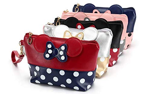 Silvery Minnie Mouse Style Travel Makeup Bag - Portable Cosmetic Organizer