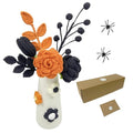 Halloween Crochet Flowers Bouquet with Vase - Black & Orange Handmade Fall Decor