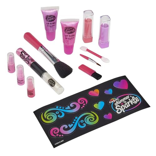 Kids Glitter Makeup Kit with Eyeshadows, Lip Colors & Brushes