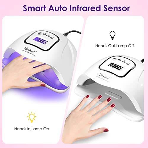 UV Gel Nail Lamp 150W LED Nail Dryer - White, Adjustable Timer & Smart Sensor