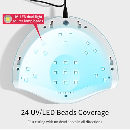 Blue UV LED Nail Lamp with Auto Sensor & 4 Curing Modes - Fast Gel Dryer for Home & Salon