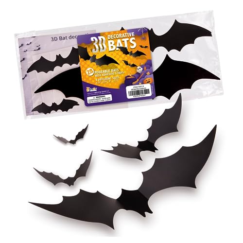 Halloween 3D Wall Decor Bats Pack - Reusable Felt & PVC Stickers, 4 Sizes