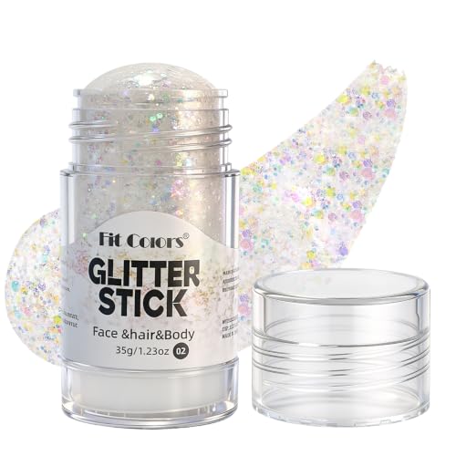 Face Body Glitter Stick - White & Purple Mermaid Sparkle for Festivals & Makeup