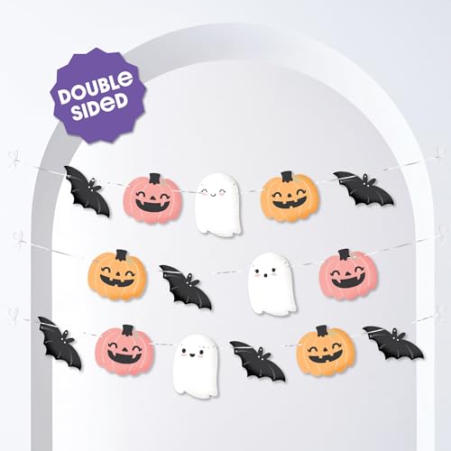 Pastel Halloween Pumpkin Garland Banner - 15ft Spooky Party Decor