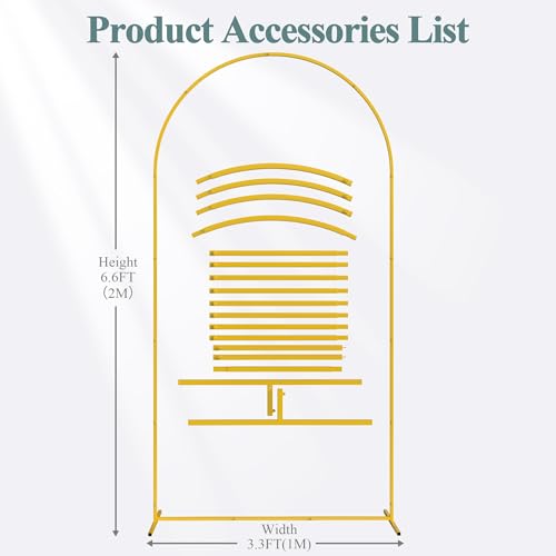 Gold Metal Wedding Arch Backdrop Stand 6.6x3.3ft Elegant Arched Frame - Variation of THIS listing