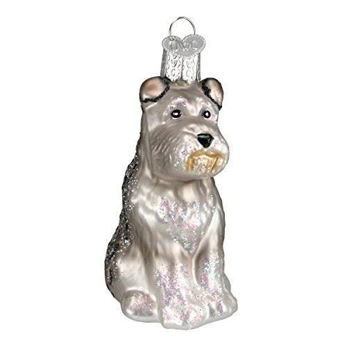 Grey Schnauzer Glass Christmas Ornament - Handcrafted Holiday Dog Decoration