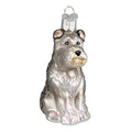 Grey Schnauzer Glass Christmas Ornament - Handcrafted Holiday Dog Decoration
