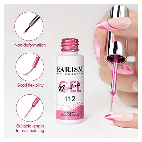 Pink Metallic Gel Nail Art Set with Mirror Chrome Effect and Thin Brush - 2PCS Rose Pink Variation