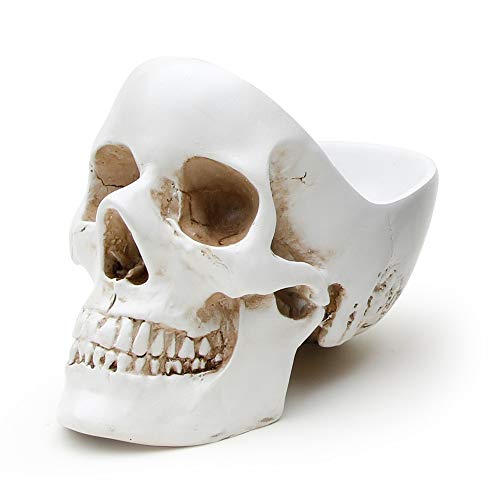 White Skull Desk Organizer & Jewelry Box - Gothic Trinket Dish & Key Holder