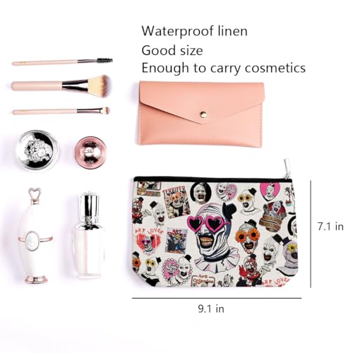 Horror Movie Clown Cosmetic Bag Small Makeup Organizer with Zipper