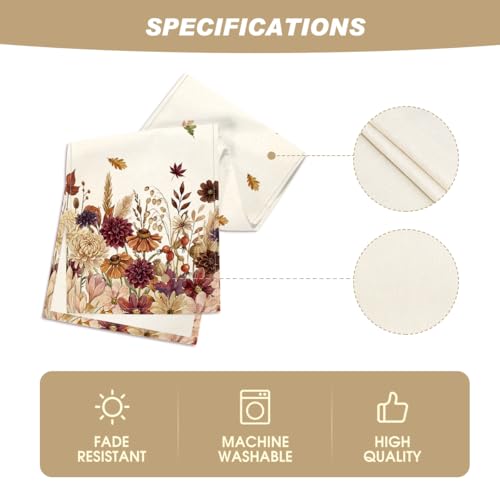 13x72 Inch Beige Fall Table Runner - Artoid Mode 210 GSM Home Decor
