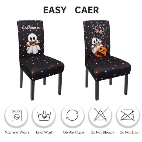 Halloween Chair Covers Set of 4 Black Cat Ghost Pumpkin - One Size