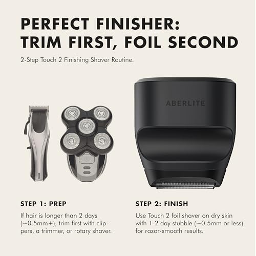 Aberlite Touch 2 Foil Head Shaver for Bald Men - Black, Waterproof, USB-C