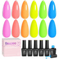 Neon Gel Nail Polish Set - 6 Bright Summer Colors - Creme | Neon Light